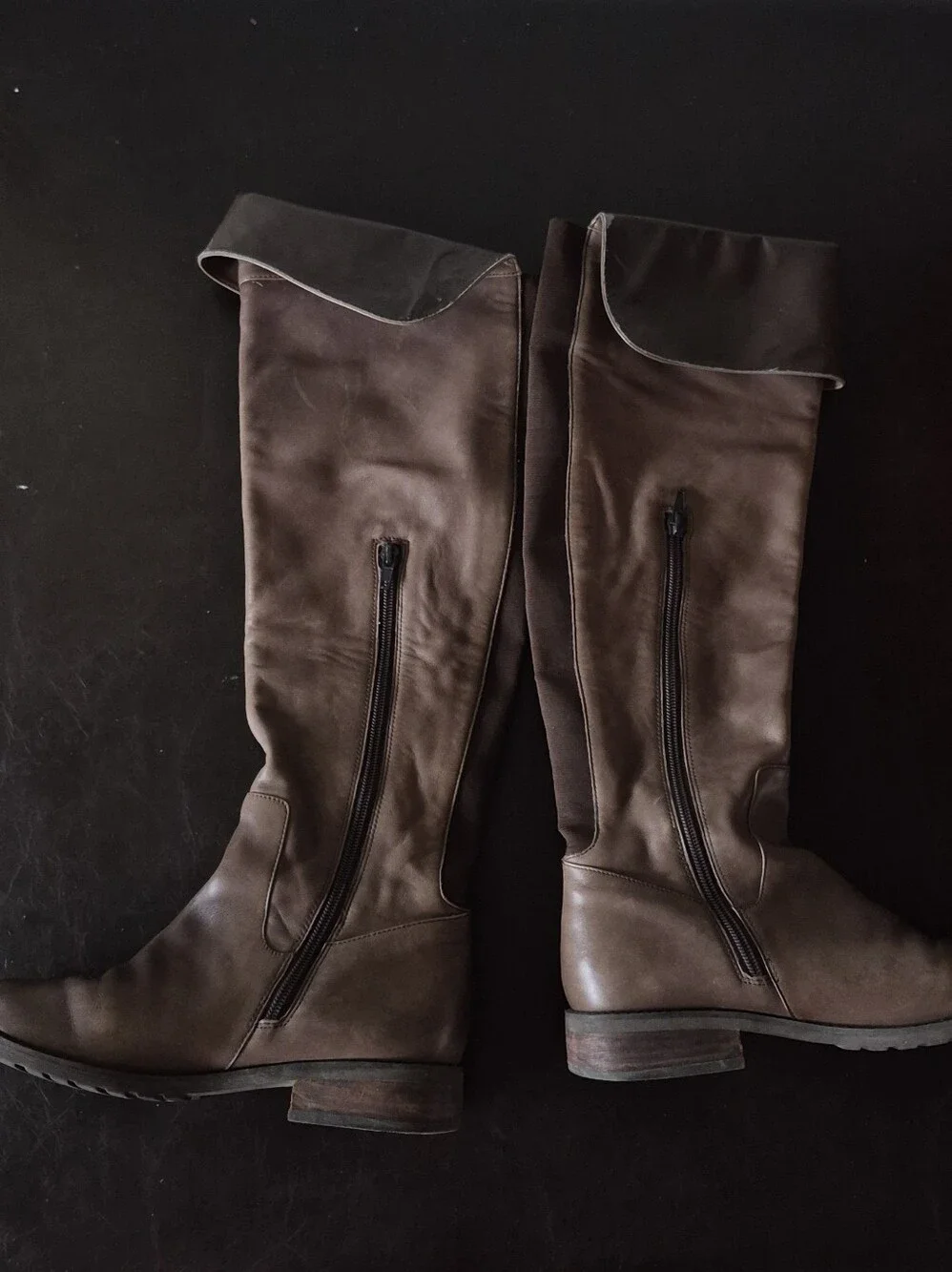 BP Nordstrom Holgate Brown Leather Over The Knee Fold Over Boots EUC Size 7
